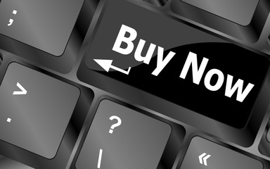 Poster - computer keyboard buy now icon - business concept