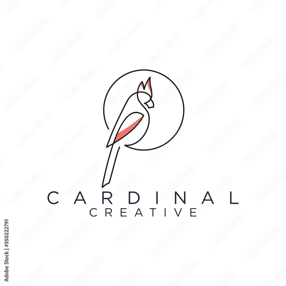 Cardinal line art logo design template Stock Vector | Adobe Stock