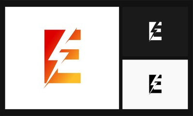 letter e lightning concept design electrical logo