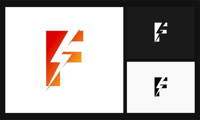 letter F lightning concept design electrical logo