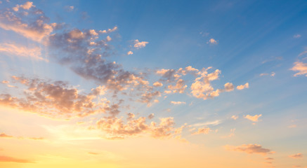 Wall Mural - panoranic sunrise sunset sky with gentle colorful clouds