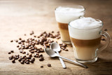 glasses of latte macchiato coffee