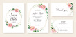 Floral wedding Invitation, save the date, thank you, rsvp card Design template. Ranunculus flower and greenery. Vector.