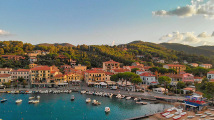 Wall Mural - Marina Di Campo, Elba Island. Beautiful aerial view of townscape in Italy