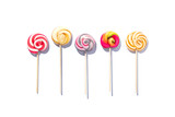 Fototapeta Tęcza - Five sweet lollypops isolated