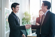 © Stella - Achievement successful businessmen shaking hands after presentation at conference meeting in office, success teamwork after sign contract, business handshake agreement partnership concept