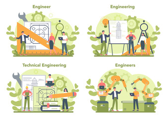 Poster - Engineeering concept set. Technology and science. Professional