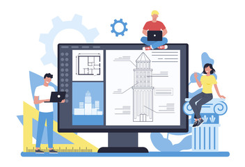 Fototapete - Online architecture platform on differernt device concept