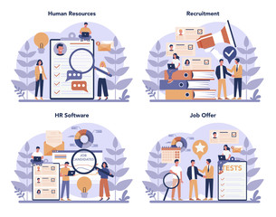 Wall Mural - Human resources concept set. Idea of recruitment and job management.