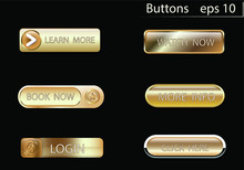 Web Buttons Gold  Gradient  Buttons. Web Buttons Design Template. Modern Buttons Set. EPS 10. Only Commercial Use