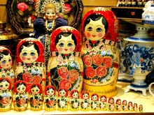 Matryoshka Dolls Arranged On Table At Shop