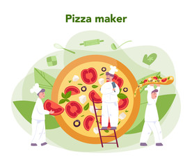 Wall Mural - pizzeria concept. chef cooking tasty delicious pizza. italian food.