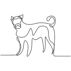 Wall Mural - Dog drawing vector using continuous single one line art style isolated on white background. Pug dog design silhouette. Logo symbol for the logo of pet animal. Concept of wildlife, pets, veterinary