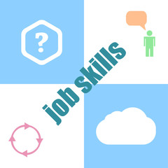 Poster - words job skills. education concept . infographic dashboard ui interface template