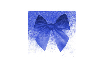 Poster - blue bow in a square with a texture isolated on a white background. print for design