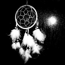 Close-up Of Dream Catcher By Window During Rainy Season At Night