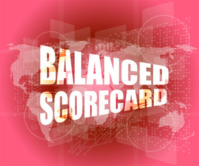 Poster - words balanced scorecard on digital screen, business concept