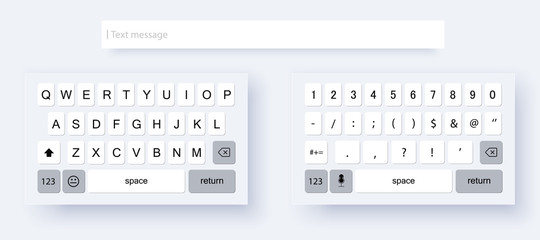 Poster - mock up light keyboard of smartphone. set of vector mobile keyboards full set. alphabet and numerals