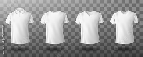 Cuadros en Lienzo Men white polo and t-shirt round crew, v-neck front view