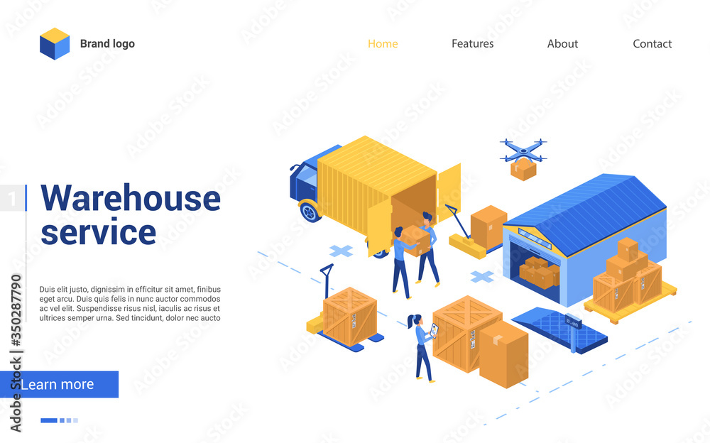 Isometric warehouse delivery logistic service vector illustration ...