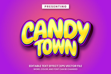 Poster - candy town - cartoon game style editable text