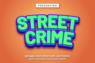 Poster - street crime - cartoon game logo style editable text