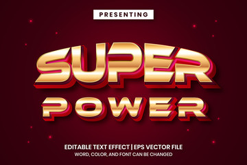 Poster - Super power - Modern metallic game logo style editable text effect