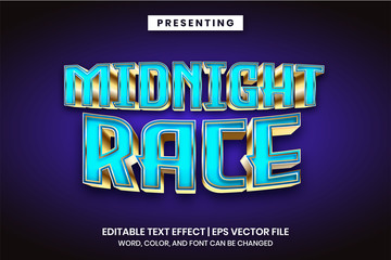 Poster - Midnight race - Modern metallic logo style editable text effect