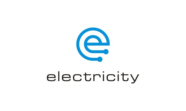 simple modern initial / letter e with electricity logo design