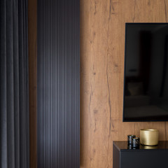 Wall Mural - stylish heater on wooden wall
