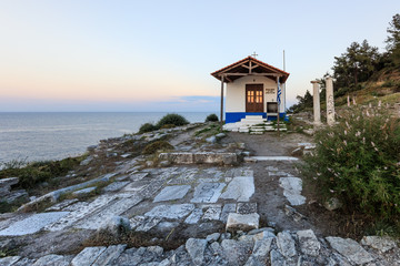 Sticker - church in head of Evreokastro. Thassos, Greece