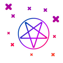 Sticker - Color Pentagram in a circle icon isolated on white background. Magic occult star symbol. Gradient random dynamic shapes. Vector Illustration