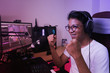 The Asian gaming streamer is satisfying while streaming and enjoy with his viewers in studio.