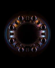 Poster - 3d render of a lot of reflective objects. interesting metal reflections. modern background.