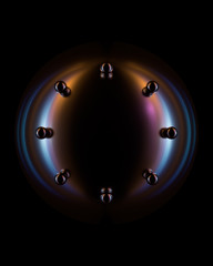 Poster - 3d render of a lot of reflective objects. interesting metal reflections. modern background.