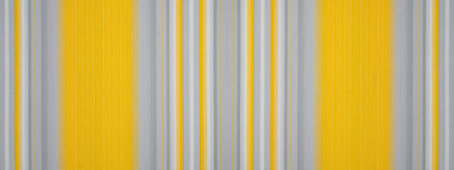 Poster - Pastel gray yellow striped natural cotton linen textile texture background banner panorama 
