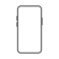 Poster - Outline linear style design. Drawing modern smartphone on white background. Vector.