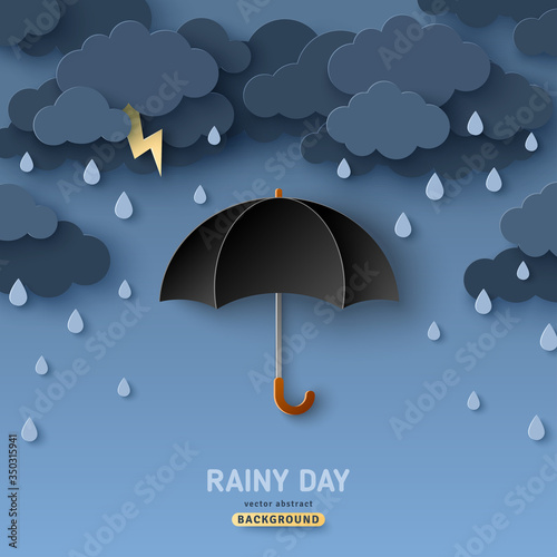 Fotografía Classic elegant opened black umbrella in paper cut style