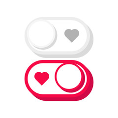Poster - On Like and Off Like toggle switch buttons. Modern 3D flat style. Vector.