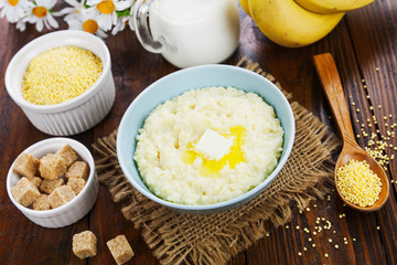 Wall Mural - Millet porridge with milk