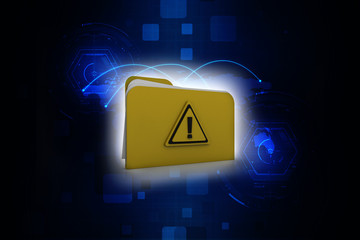 Poster - 3d rendering file folder with exclamation mark