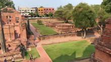 Wide View Of Historical Park In Ayutthaya, Thailand Showcasing Ancient Palace