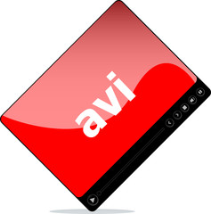 Poster - avi on media player interface . isolated on white
