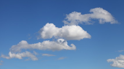 Stepped Cumulus clouds on a blue sky, texture for the background