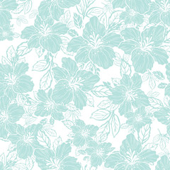 Wall Mural - mint lily flower leaf white background seamless print background design