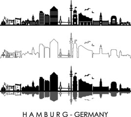 Sticker - HAMBURG City GERMANY Skyline Silhouette Cityscape Vector