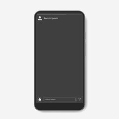 Mock up social page. Realistic modern phone frame template. Social network interface app for story. Isolated vector Illustration