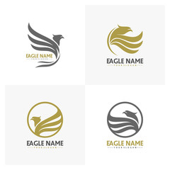 Wall Mural - Set of Flying Eagle Logo Design Vector, Creative design, Template, illustration, Icon symbol