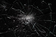 Broken glass on black  with glass splinters and cracks