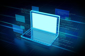 Poster - Laptop abstract background illustration - 3d rendering